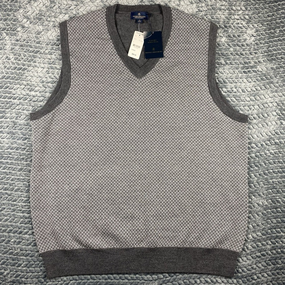 Men's Brooks Brothers Washable Extra Fine Merino Wool Sweater Vest XL NWT NEW